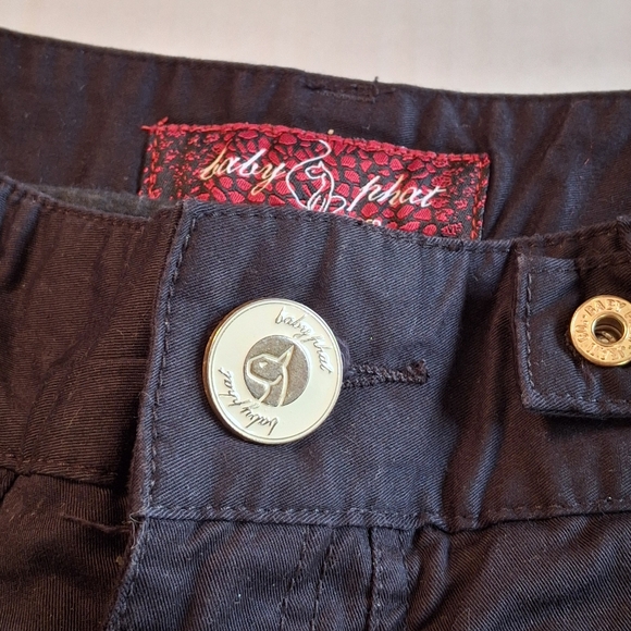 Baby Phat Y2K Pants Ankle Drawstring Hem Black Cotton Women Size 5 Junior - Picture 1 of 15